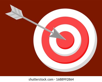 Board competition dartboard with aims in different colors and arrows, bullseye and target isolated on red. Circle shoot symbol for goal strategy or win. Learning element with accurate object vector