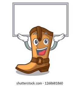 Up board cowboy boots in the shape cartoon