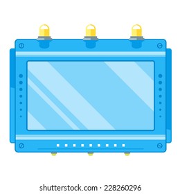 Board for creative ideas in mechanical style with lightbulb, flat style isolated