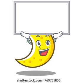 Up board crescent moon character cartoon