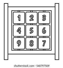 Board with cubes on playground icon. Outline illustration of board with cubes on playground vector icon for web