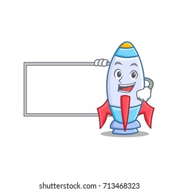 With board cute rocket character cartoon