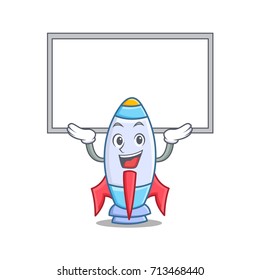 Up board cute rocket character cartoon