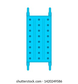 Board decking vector icon. Also called steel plank, metal deck and catwalk. Include hook and perforated for use with ringlock, tube clamp scaffolding system. For working platform, access way or walkwa