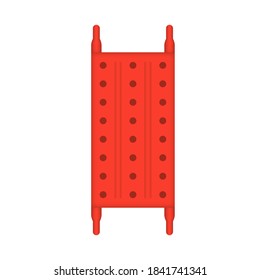 Board decking vector icon. Also called steel plank, metal deck and catwalk. Include hook and perforated for use with ringlock, tube clamp scaffolding system. For working platform, access way or walkwa