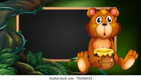 Board design with bear in forest illustration