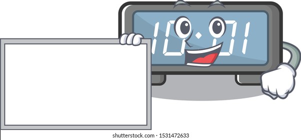 With board digital clock isolated in the mascot