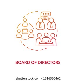 Board of directors concept icon. Corporation members. Company CEO. Business top management. Shareholders idea thin line illustration. Vector isolated outline RGB color drawing