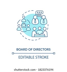 Board of directors concept icon. Corporation members. Company CEO. Business top management. Shareholders idea thin line illustration. Vector isolated outline RGB color drawing. Editable stroke