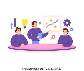 Board of Directors. Executive Committee. work meeting. a team or group of employees is holding a meeting. present data and conduct discussions. illustration concept design. graphic elements