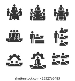 board of directors icon, people, business, meeting organization ,solid filled glyph,