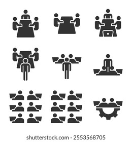 board of directors icon, people, business, meeting organization ,solid filled glyph,