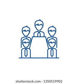 Board of directors line icon concept. Board of directors flat  vector symbol, sign, outline illustration.