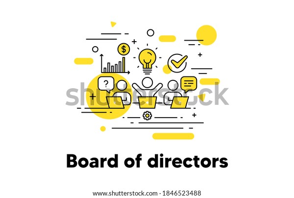 Board of directors line icon. Executive chairman,\
Business meeting, Teamwork conference concept illustration.\
Executive boss, director and top management. Board meeting icon.\
Editable stroke. Vector