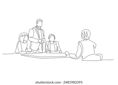 Board of directors meeting. Board of directors concept one-line drawing