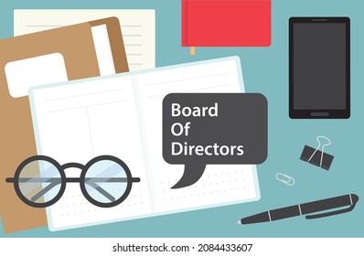 Board of Directors written in speech bubble on open calendar on office desk - vector illustration