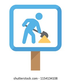 
Board displaying a labor with shovel, digging, showing construction roadside symbol 

