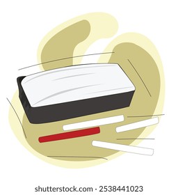 Board duster, illustration,blackboard eraser and chalk.chalk and eraser