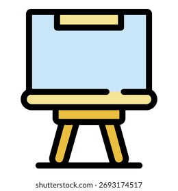 Board easel icon. Outline board easel vector icon color flat isolated