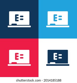 Board Ecuation blue and red four color minimal icon set