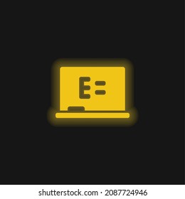 Board Ecuation yellow glowing neon icon