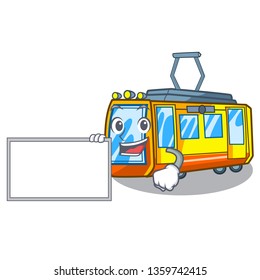 With board electric train in the character shape