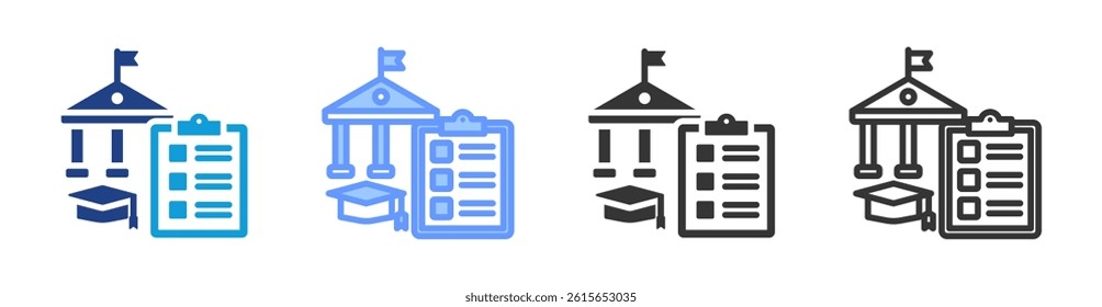 Board Exams icon set multiple style collection