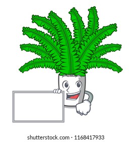 With board fern frond frame decoration on cartoon