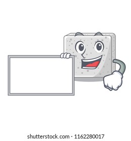 With board feta cheese character cartoon