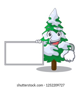 With board firs with snow of beautiful cartoon