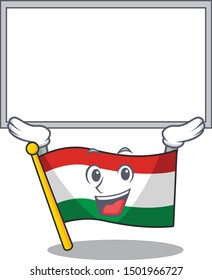 Up board flag hungary mascot shaped on cartoon