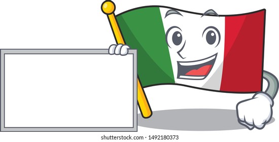 With board flag italy with the character shape