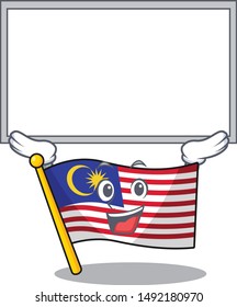Up board flag malaysia in the cartoon shape