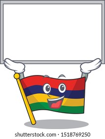 Up board flag mauritius character isolated the cartoon