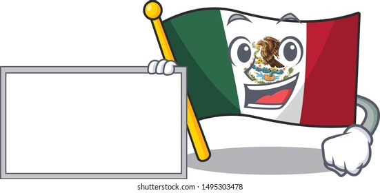 With board flag mexico in the cartoon shape