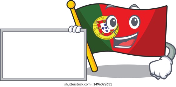 With board flag portugal character in shape cartoon