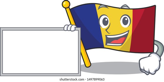 With board flag romania isolated with the mascot