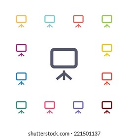 board flat icons set. Open round colorful buttons. Vector 