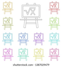 board with formula multi color icon. Simple thin line, outline vector of Education icons for UI and UX, website or mobile application