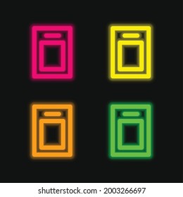 Board four color glowing neon vector icon