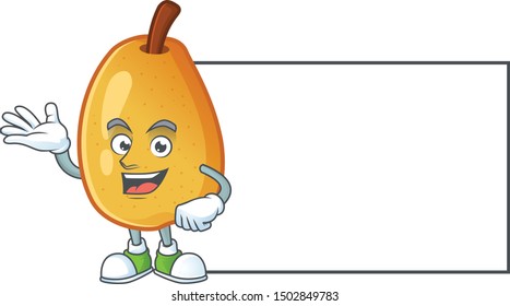 With board fragrant pear in cartoon character style