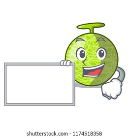 With board fresh melon isolated on character cartoon
