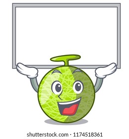 Up board fresh melon isolated on character cartoon