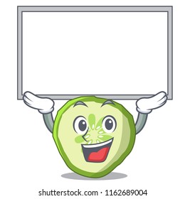 Up board fresh slice cucumber on character cartoon