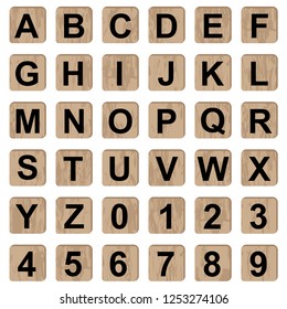 Board game alphabet letters and numbers on white background