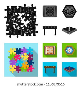 Board game black, flat icons in set collection for design. Game and entertainment vector symbol stock web illustration.