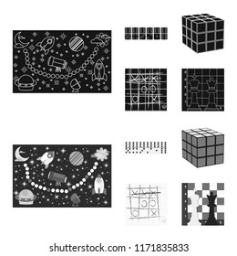 Board game black,monochrome icons in set collection for design. Game and entertainment vector symbol stock web illustration.
