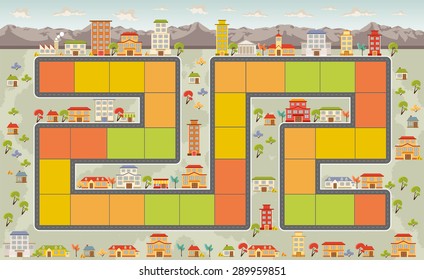 Board Game With A Block Path On The City
