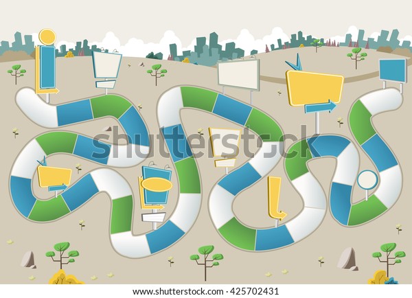 Board Game Block Path On City Stock Vector (Royalty Free) 425702431