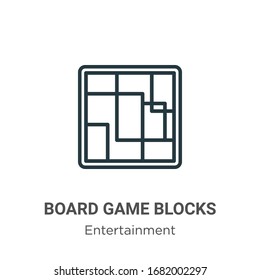 Board game blocks outline vector icon. Thin line black board game blocks icon, flat vector simple element illustration from editable entertainment concept isolated stroke on white background